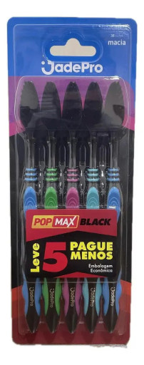 Escova Dental Jade Pro Pop Max Black Kit C/5 Cor Preto