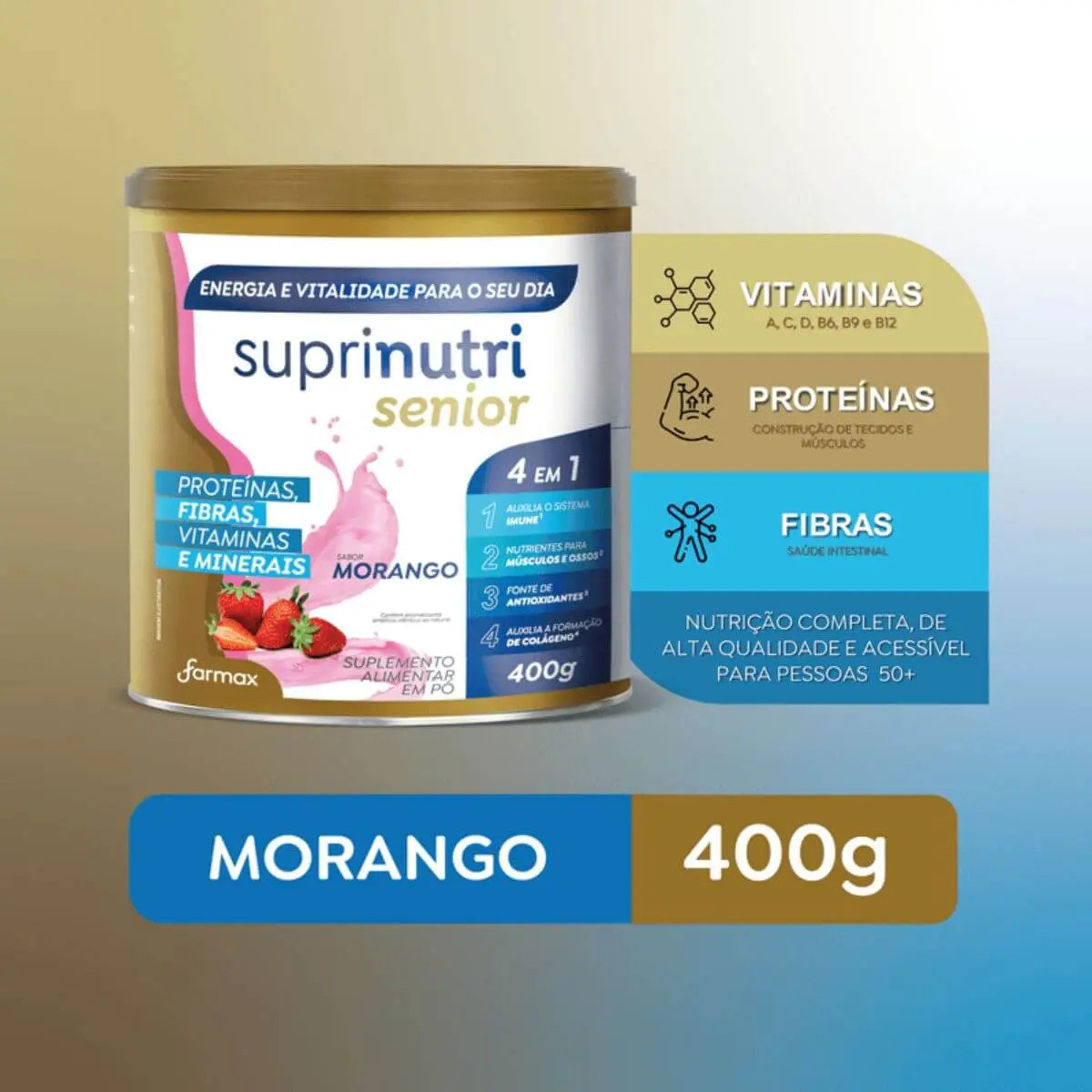 Suplemento Suprinutri Senior Em Pó Farmax 400g Morango