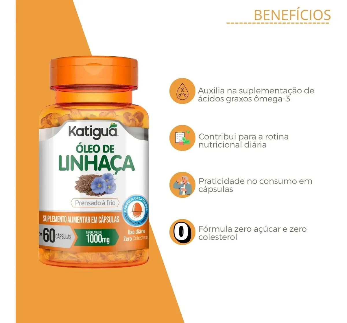 Óleo De Linhaça 0% Colesterol 60 Cápsulas - Katiguá