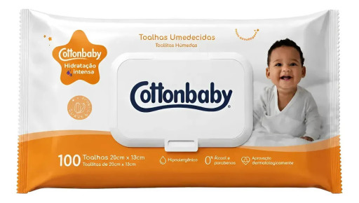 Toalhas Umedecidas Cottonbaby C/100 Hidratação Intensa