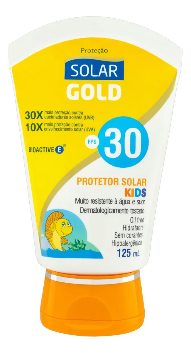 Protetor Solar Gold Kids FPS 30 125mL Resistente Água e Suor