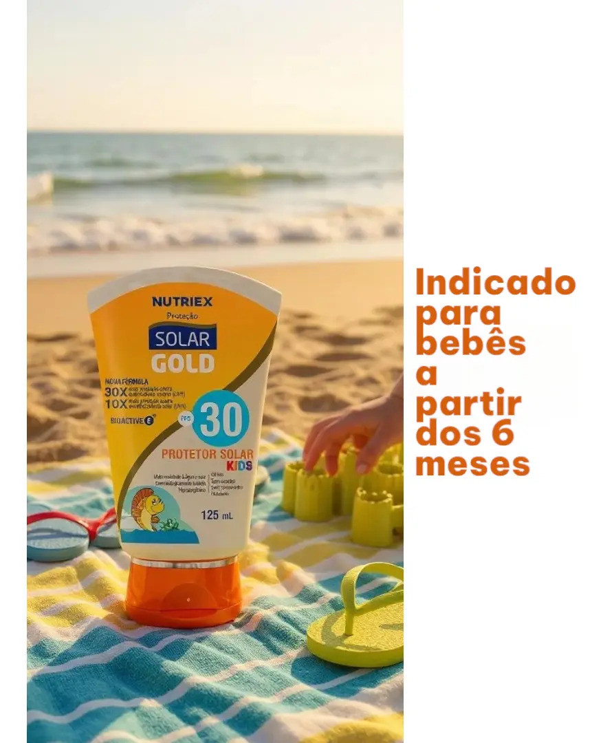 Protetor Solar Gold Kids FPS 30 125mL Resistente Água e Suor