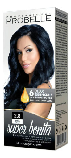 Tintura Probelle Super Bonita 2.8 Preto Azulado Pérola Tom
