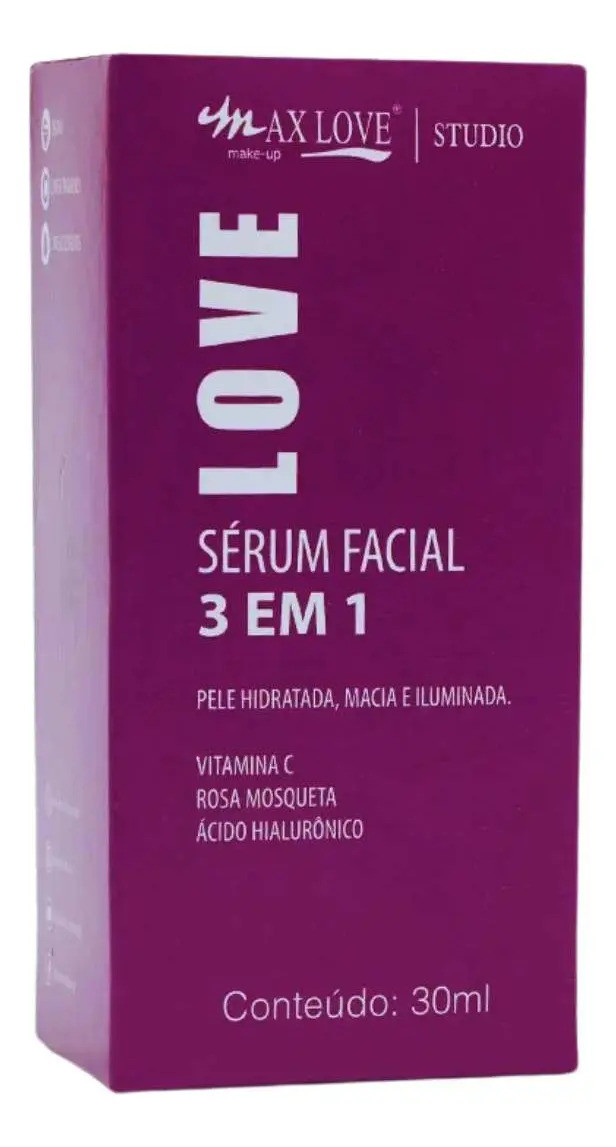Sérum Facial Max Love 3 Em 1 Vitamina C Ácido Hialurônico 30mL