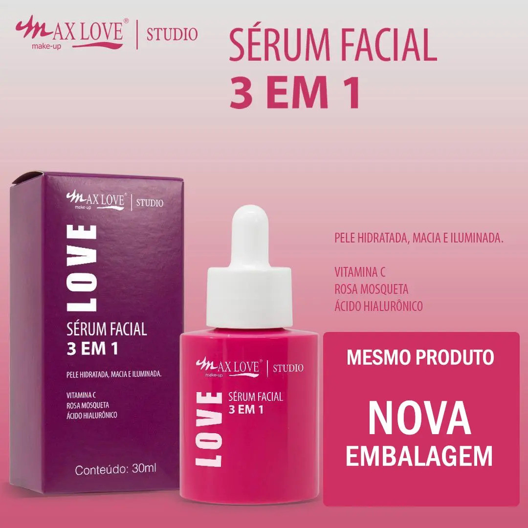 Sérum Facial Max Love 3 Em 1 Vitamina C Ácido Hialurônico 30mL