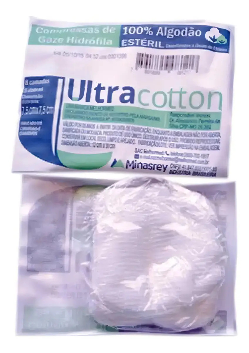 Compressas De Gaze Hidrófila 11 Fios Estéril - Ultracotton Cor Branco
