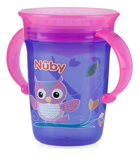 Copo Infantil Nuby 360° Antivazamento 240ml Lilás Silicone