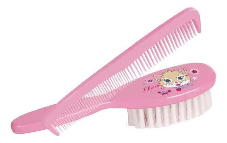 Pente e Escova Infantil Linha Chérie - Rosa