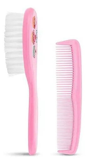 Pente e Escova Infantil Linha Chérie - Rosa