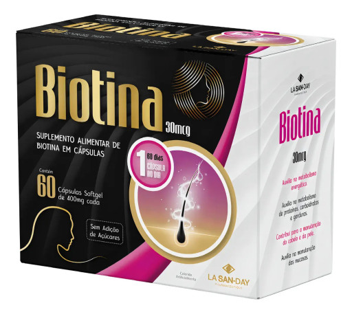 Biotina 30mcg 60 Cápsulas La San Day Sabor