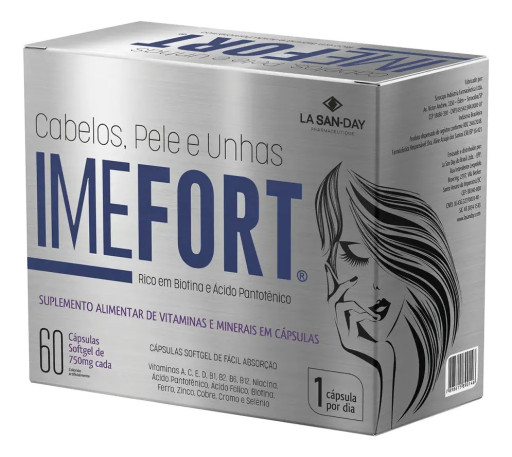 Suplemento Alimentar Imefort Cabelos, Pele e Unhas - 60 Cápsulas - La San Day