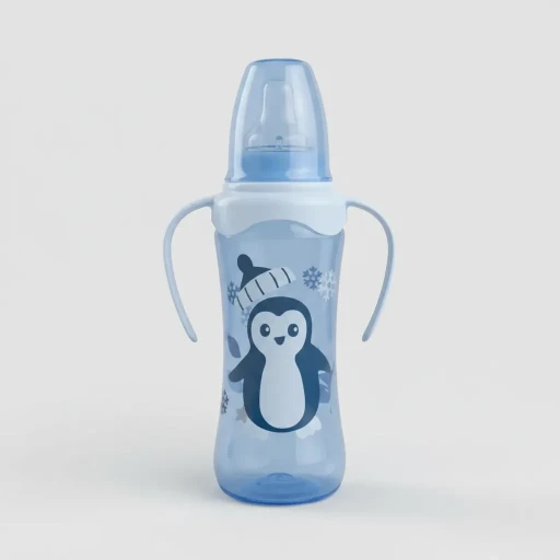 Mamadeira MAM Petita 240ml Azul com Alça Cinturada e Bico Ortodôntico