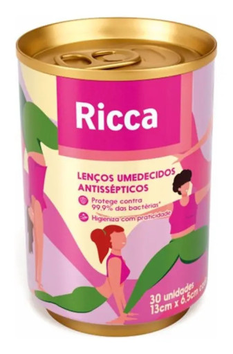 Lenços Umedecidos Antissépticos Ricca - 30 Unidades