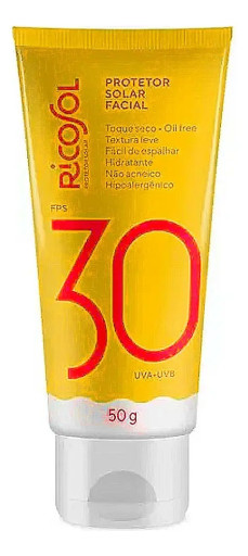 Protetor Solar Facial Ricosol Toque Seco Oil-free Fps30 50g